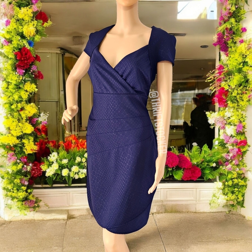 Guess Faux Wrap Blue Dress